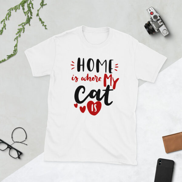 T-shirt met korte mouw – home is where my cat is